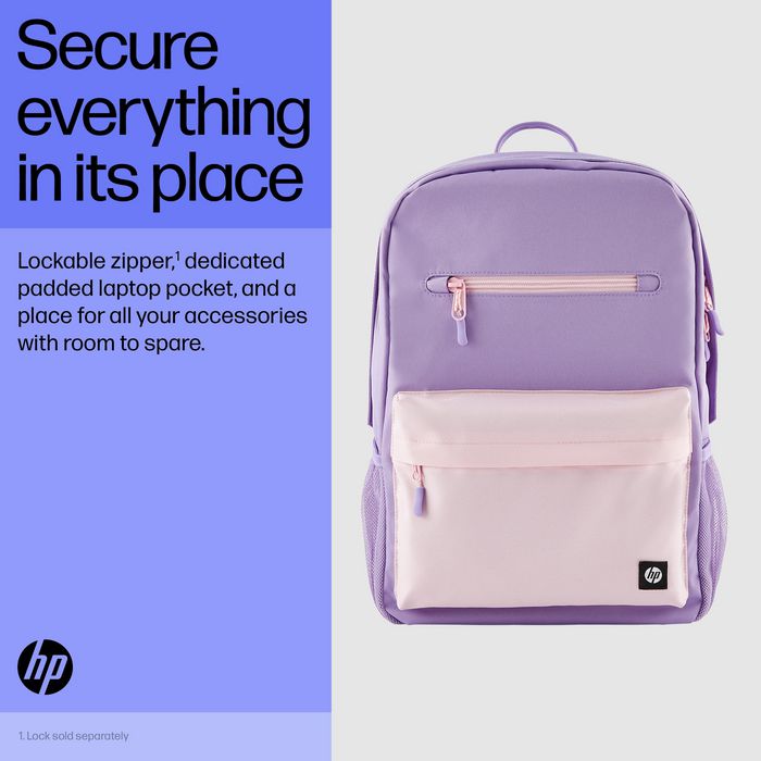 HP Mochila Campus Verde, Extra Segura con Cremallera Bloqueable y Bolsillo Acolchado para Portátil, Materiales Resistentes a la Lluvia