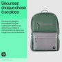 HP Mochila Campus Verde, Extra Segura con Cremallera Bloqueable y Bolsillo Acolchado para Portátil, Materiales Resistentes a la Lluvia