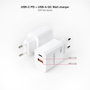 NANO CABLE Cargador de Pared 30W USB-C PD + USB-A QC Blanco