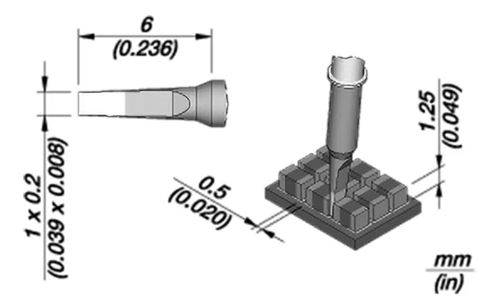 JBC TOOLS Punta de soldadura tipo destornillador 1x0,2mm Nano