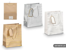 Bolsa Asa Lineas Surtidos Col Metalicos Pincello 23 cm x 18 cm x 10 cm (Set de 48)