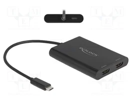 DeLOCK Adaptador USB Tipo C a 2 x HDMI 4K 60 Hz con DisplayLink® y USB PD 64309