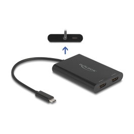 DeLOCK Adaptador USB Tipo C a 2 x HDMI 4K 60 Hz con DisplayLink® y USB PD 64309