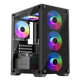Keep Out Caja PC Gaming XC-201 Glass, Micro-ATX, ITX, Cristal Templado ARGB, Negra, 201