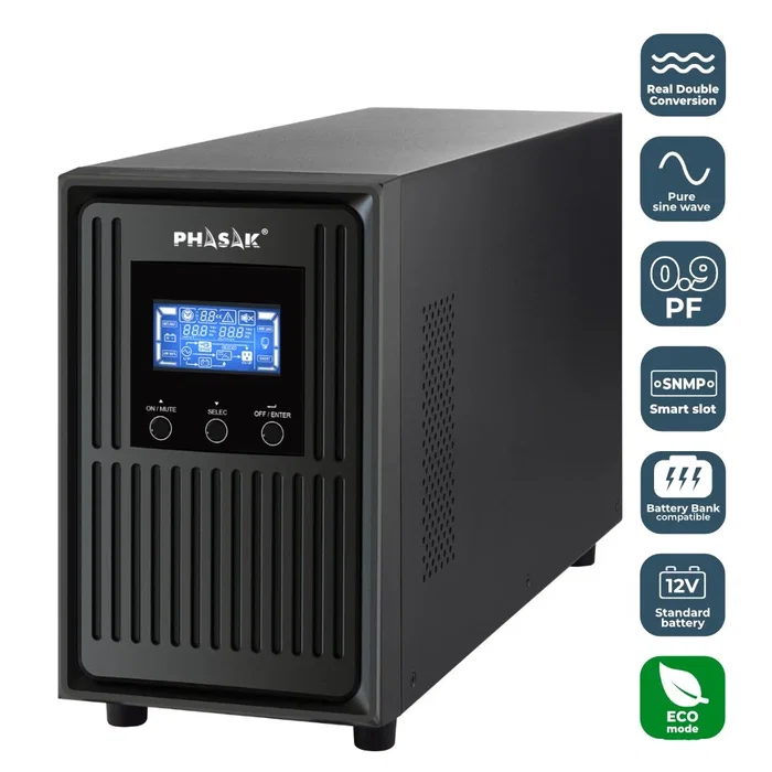 Phasak Conqueror Pro PH 8020 2000VA 1800W SAI Online LCD