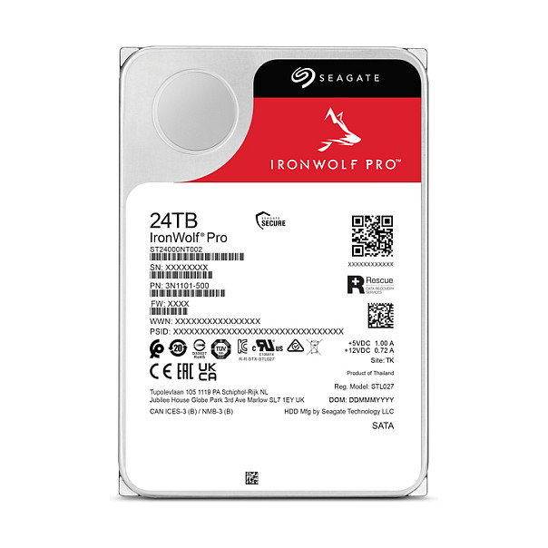 Seagate IronWolf Pro ST24000NT002 Disco Duro 24TB 7200RPM 512MB 3.5" Serial ATA III