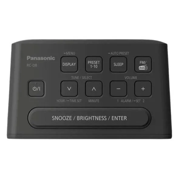 Panasonic RC-D8EG-K Radio Despertador DAB+ con Función de Repetición, Color Negro