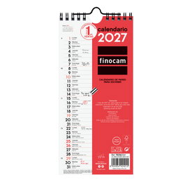 Finocam Calendario de Pared Mensual 2027 para Escribir 110x235 mm