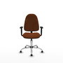 Silla de oficina Algarra con mecanismo Contacto permanente básico tapizada con Similpiel color Marrón. Equipada con Base cromada, Brazos 1Dy Topes