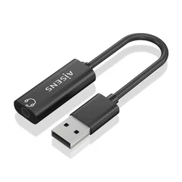 AISENS - CONVERSOR USB-A A AUDIO 48KHz, USB-A/M-JACK 3.5/H, NEGRO, 10CM