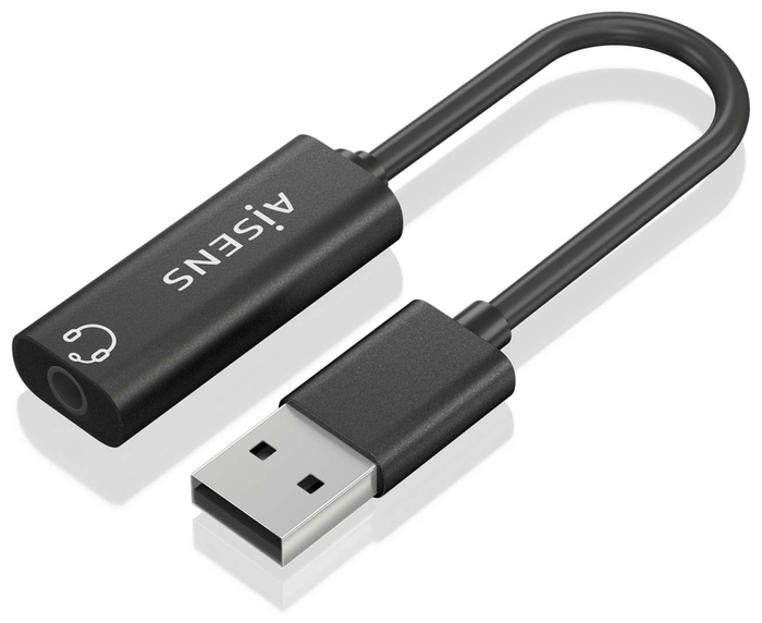 Aisens A106-0770 Conversor USB-A a Jack 3.5 mm Hembra Negro
