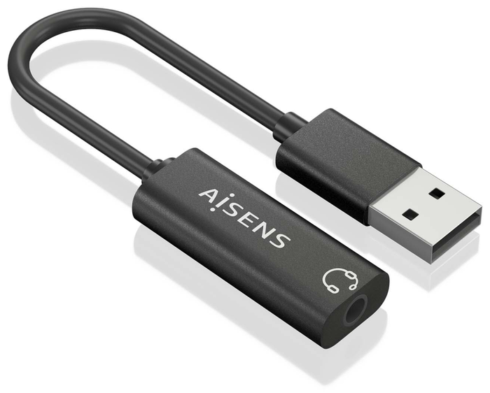 Aisens A106-0770 Conversor USB-A a Jack 3.5 mm Hembra Negro