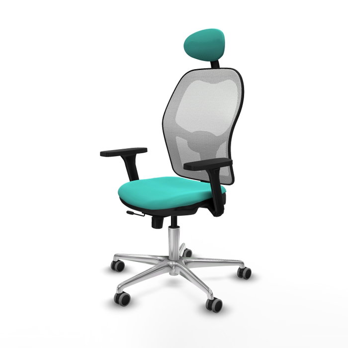 PIQUERAS Y CRESPO Silla de oficina Jorquera con mecanismo Sincro/Traslack Turquesa y Blanco