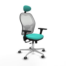 PIQUERAS Y CRESPO Silla de oficina Jorquera con mecanismo Sincro/Traslack Turquesa y Blanco