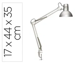 Maul Lámpara de Escritorio Metal 57W Doble Brazo Cabezal Orientable Pinza Plateada