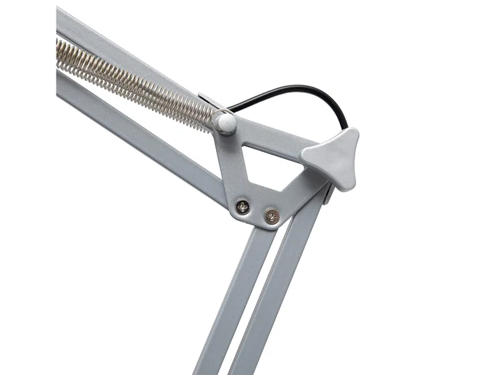 Maul Lámpara de escritorio de metal con doble brazo y pinza plateada Maul Lámpara de escritorio de metal con doble brazo y pinza plateada