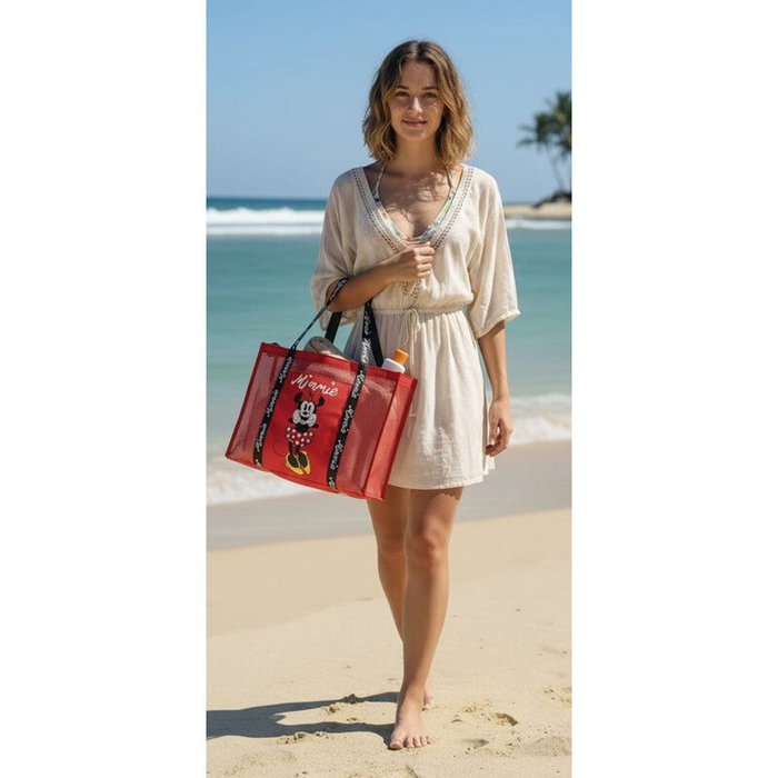 Disney Bolsa de playa de rejilla Minnie Mouse 69x39x20cm Disney Bolsa de playa de rejilla Minnie Mouse 69x39x20cm