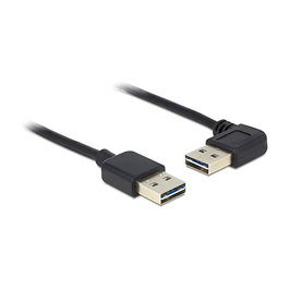 DeLOCK Cable USB 2.0 A Macho a Macho, 1 metro, Conectores en Ángulo de 90°, Negro