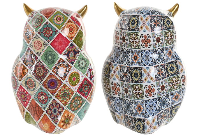 DKD Home Decor Figura de Búho en Resina Dorado (Pack de 2)