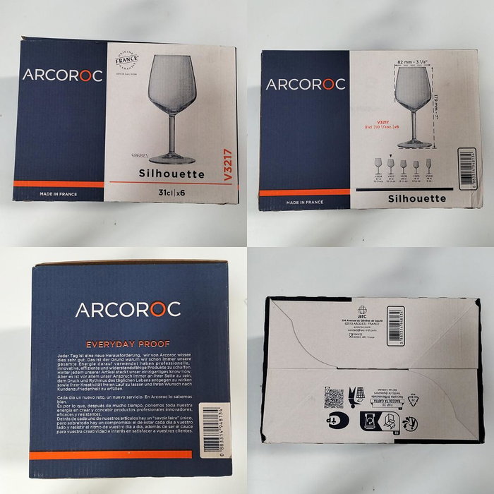 Arcoroc Caja de 6 Copas Silhouette de 31 cL en Vidrio Transparente