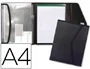 Liderpapel Carpeta Portadocumentos Polipropileno con 5 Bolsas y Bloc de Notas, Cierre Velcro, DIN A4, Negro, 270 x 330 x 24 mm
