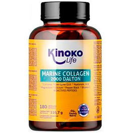 KINOKO LIFE Colágeno Marino 2000 Dalton 180 Cápsulas con Ácido Hialurónico, Magnesio, Vitamina C y Cúrcuma