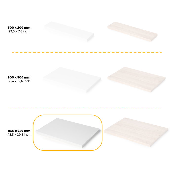 Emuca Tablero para mesa, 1150x750mm, espesor 30mm, Madera, Pintado blanco