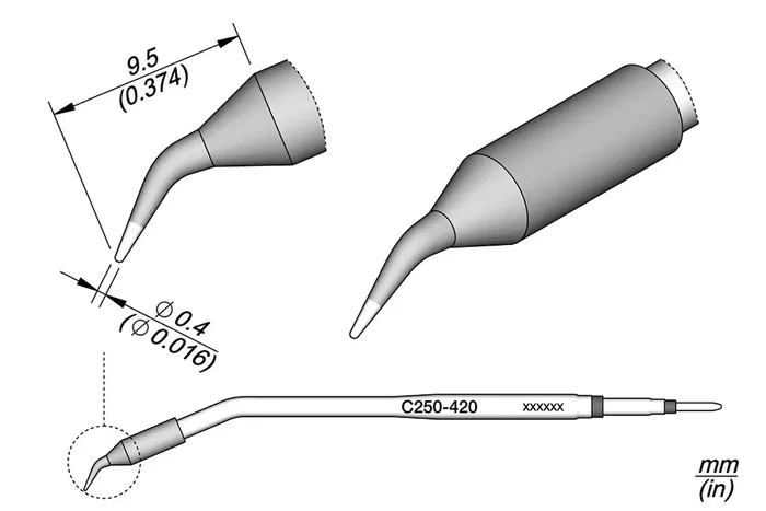 JBC TOOLS Pico cono acodado 0,4mm JBC TOOLS Pico cono acodado 0,4mm