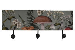 DKD Home Decor Mushrooms 24 Perchero Pared Alpino Azul Natural Mango Metal 5 x 16 x 38 cm (2 Unidades)