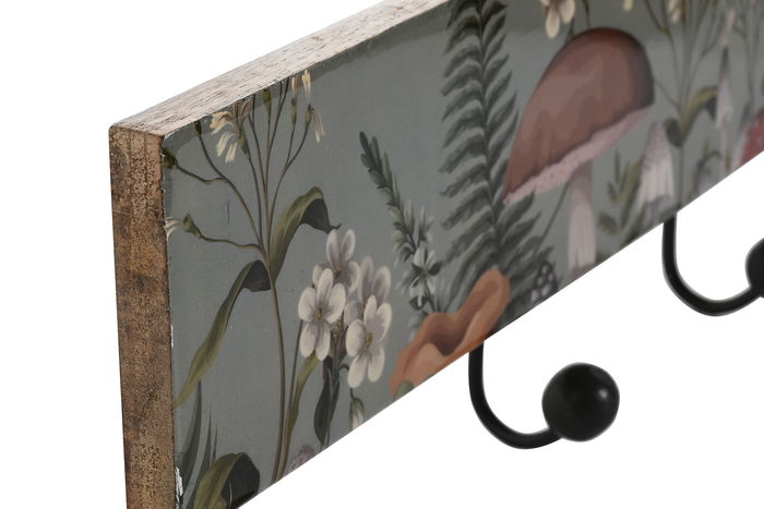 DKD Home Decor Mushrooms 24 Perchero Pared Alpino Azul Natural Mango Metal 5 x 16 x 38 cm (2 Unidades)