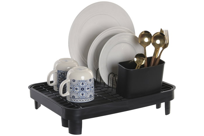 DKD Home Decor Escurreplatos de Metal y PP con Desagüe, Negro
