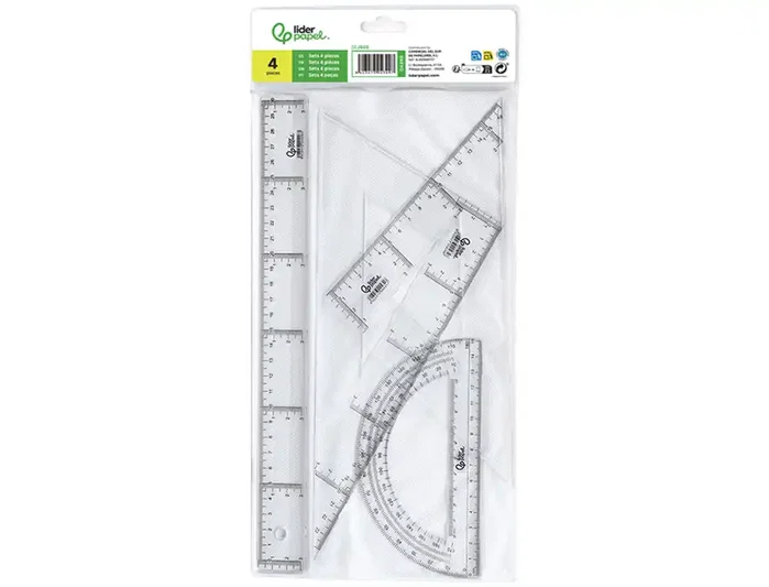 Liderpapel Juego de reglas con petaca incolora