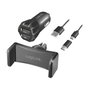 LogiLink Set de Cargador USB para Vehículo y Soporte para Smartphone