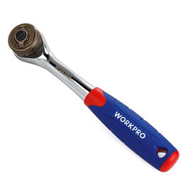 Workpro Llave de Carraca 3/8" Double Drive, Mango Ergonómico, Tecnología Patentada Dual Drive, Rojo/Azul