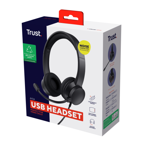 Trust Ayda Auriculares USB con Micrófono ENC Negro