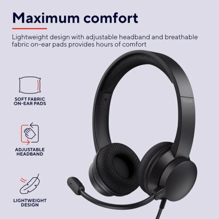 Trust Ayda Auriculares USB con Micrófono ENC Negro