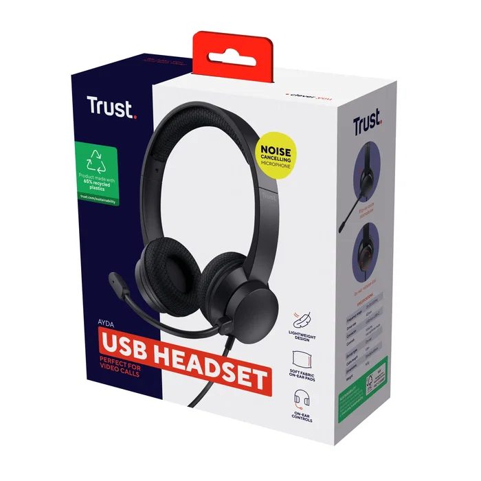 Trust Ayda Auriculares USB con Micrófono ENC Negro