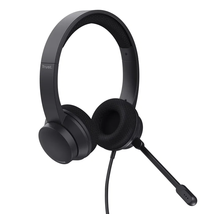 Trust Auriculares Ayda con Micrófono ENC - Diadema Alámbrico USB Supraaural para Llamadas/Música - Cancelación de Ruido Activa - Negro