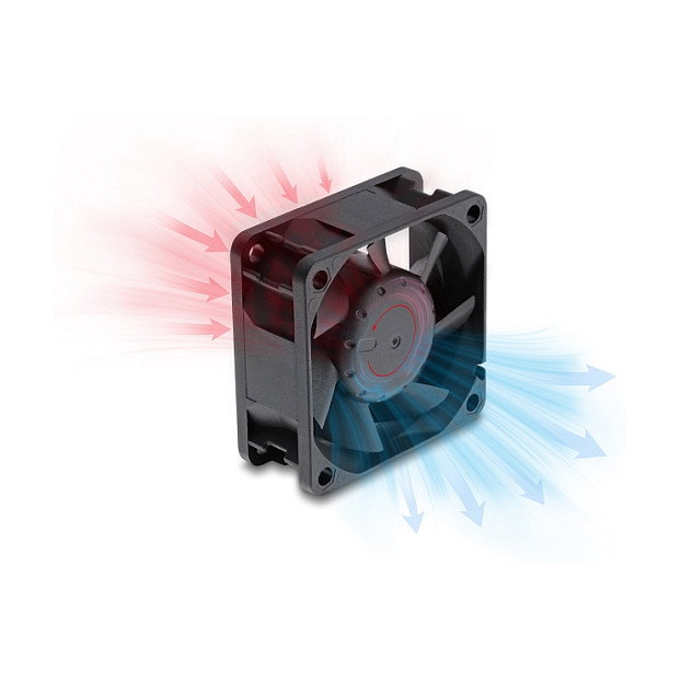 DeLOCK Ventilador axial 48 V DC, 60 x 60 x 25 mm, 2 pines, negro