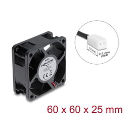 DeLOCK Ventilador axial 48 V DC, 60 x 60 x 25 mm, 2 pines, negro
