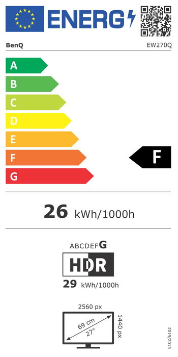 BenQ EW270Q Monitor IPS de 27 Pulgadas (68.6 cm) 2K QHD 2560x1440, 1 ms, 200 Hz, HDR, Altavoces 2x10W, USB-C 65W, HDMI, DisplayPort, Color Blanco