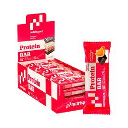 NUTRISPORT Barrita Proteica Chocolate Naranja - Alto en Proteínas 33%, Pack de 24 Unidades, Snack para Entrenamiento y Recuperación