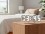 Q-connect Reloj de Pared Digital con Temperatura y 3 Alarmas, Control de Sonido, 220x40x87 mm