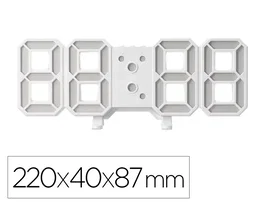 Q-connect Reloj de Pared Digital con Temperatura y 3 Alarmas, Control de Sonido, 220x40x87 mm