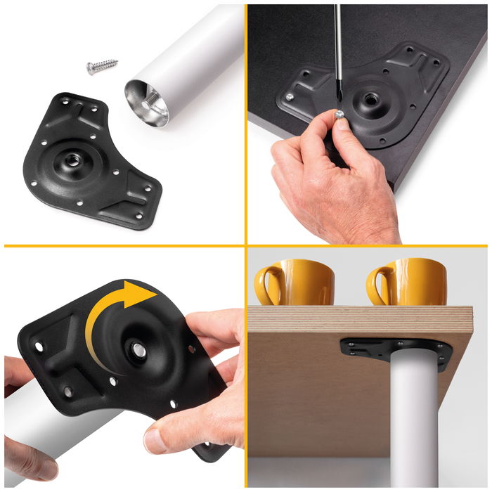 Emuca Lote de 4 patas para mesa, diámetro 60mm, H 830mm, Acero, Pintado blanco