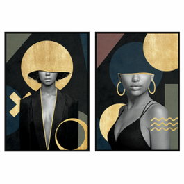 DKD Home Decor Set de 2 Cuadros de Mujer con Acabado Enmarcado 83x4,5x123 cm