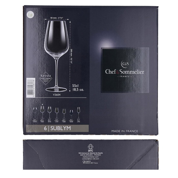 Chef & Sommelier Set de 6 Copas de Vino Krysta Sublym de 55 cl