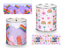 Pincello Hucha Metal 1K con Banderas Surtidas, Ideal para Ahorrar, 10 cm x 11 cm x 10 cm (Set de 12)