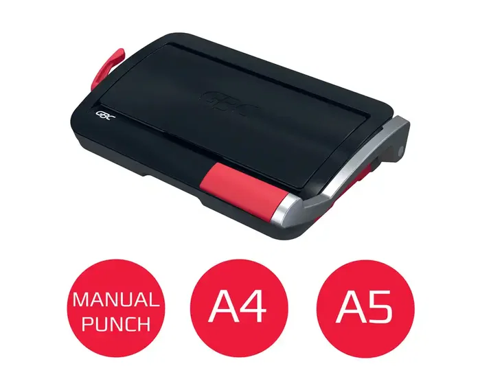 GBC CombBind CB12 Encuadernadora Canutillo A4 manual, perfora hasta 12 hojas, encuaderna hasta 165 hojas, color negro y plateado