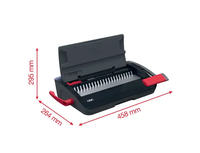 GBC CombBind CB12 Encuadernadora Canutillo A4 manual, perfora hasta 12 hojas, encuaderna hasta 165 hojas, color negro y plateado